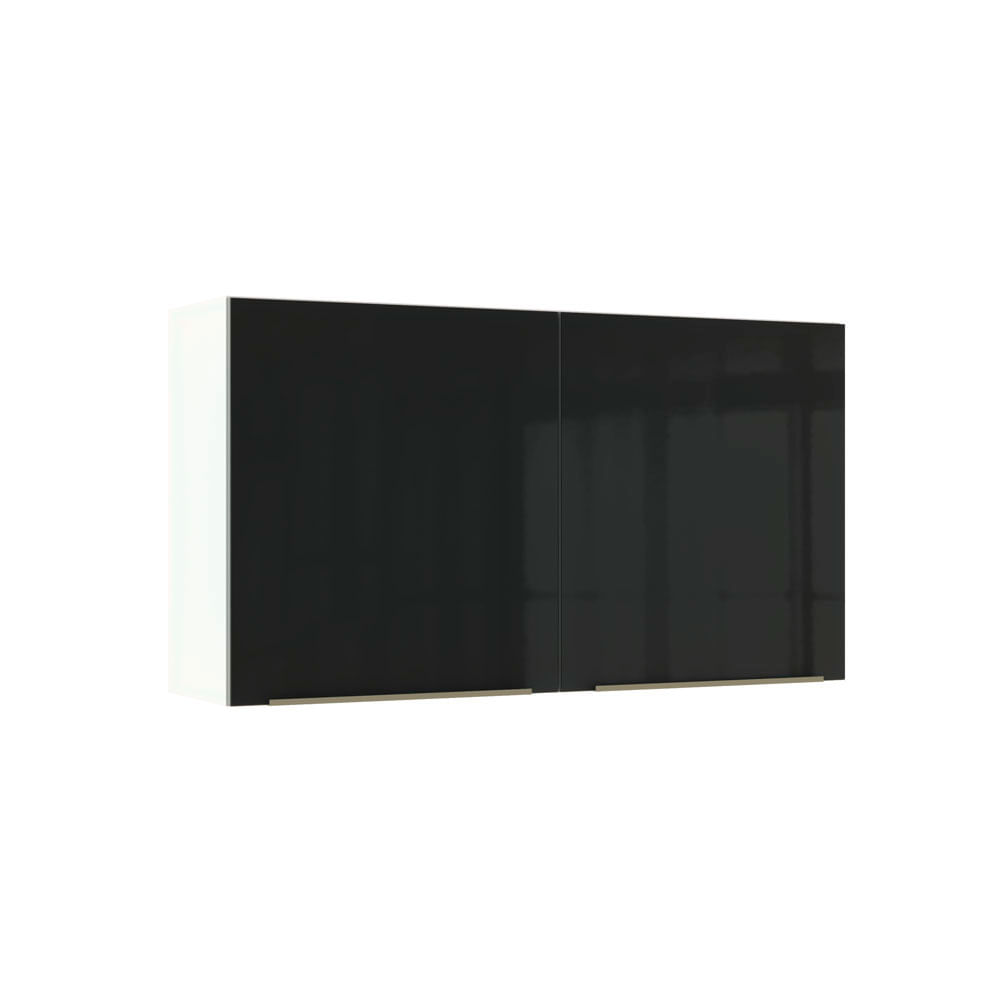 Image of Armário Aéreo Madesa Lux 120 cm 2 Portas Branco/Preto